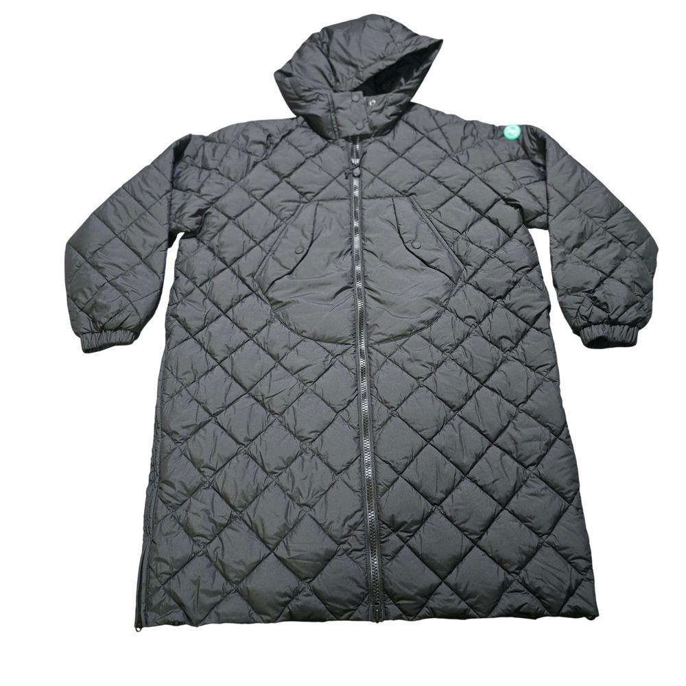 Save the Duck Valerian Hooded Quilted Coat 1 small Black Recycled Vegan jacket